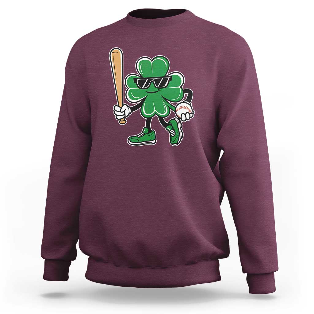 Lucky Baseball Shamrock Sweatshirt St Patrick's Day T-Ball Sport Lover Gift
