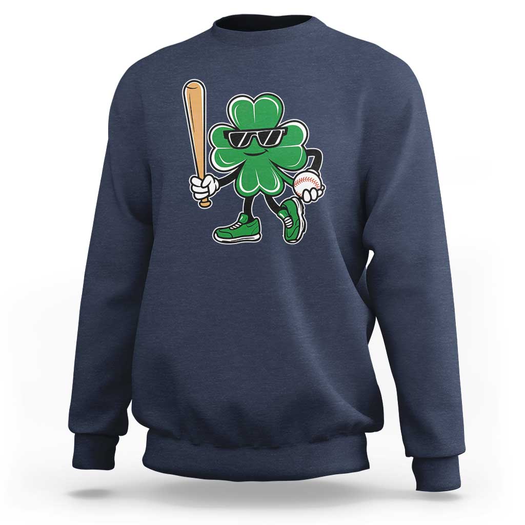 Lucky Baseball Shamrock Sweatshirt St Patrick's Day T-Ball Sport Lover Gift