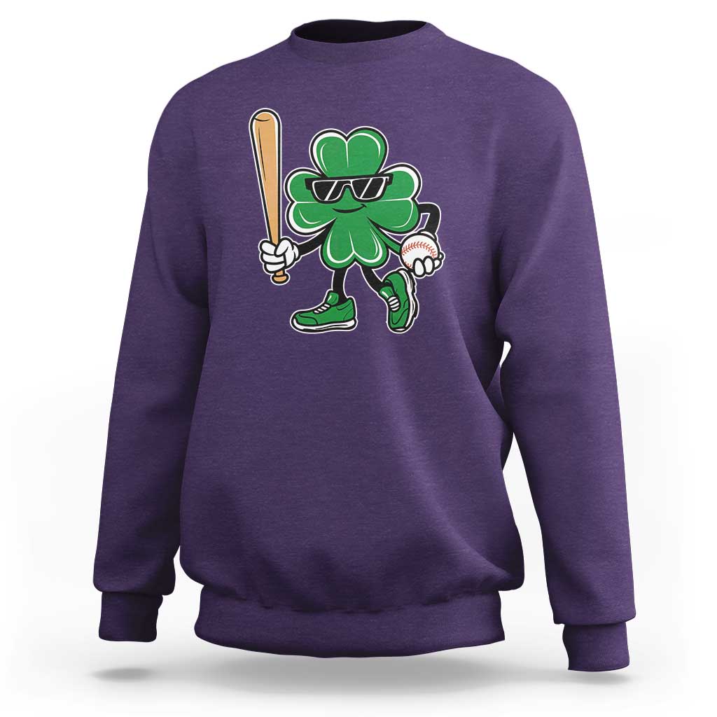 Lucky Baseball Shamrock Sweatshirt St Patrick's Day T-Ball Sport Lover Gift