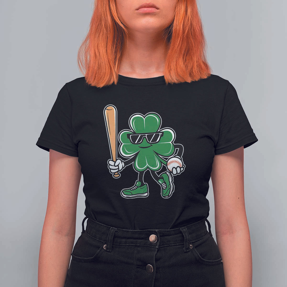 Lucky Baseball Shamrock T Shirt For Women St Patrick's Day T-Ball Sport Lover Gift