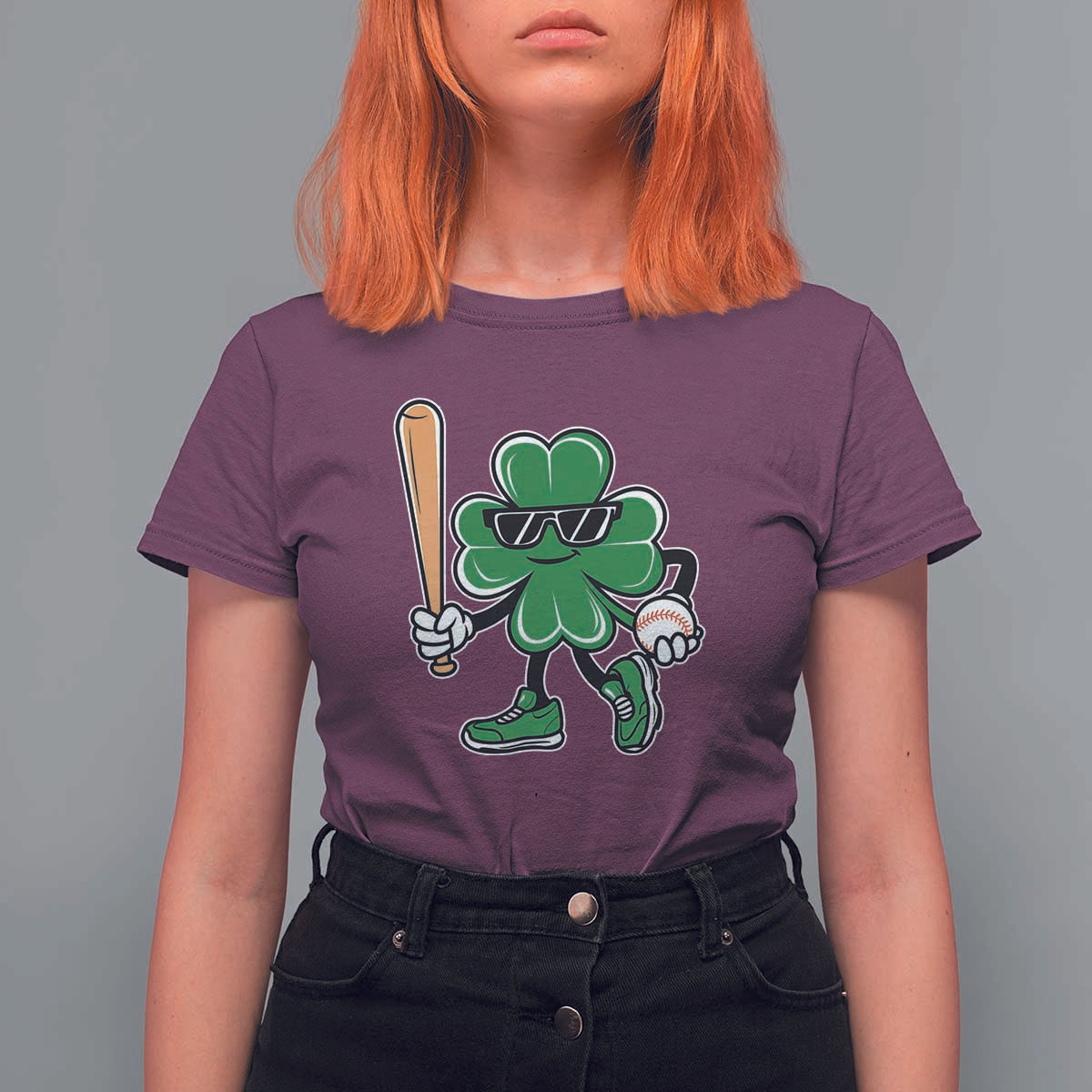 Lucky Baseball Shamrock T Shirt For Women St Patrick's Day T-Ball Sport Lover Gift