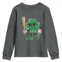 Lucky Baseball Shamrock Youth Sweatshirt St Patrick's Day T-Ball Sport Lover Gift