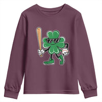 Lucky Baseball Shamrock Youth Sweatshirt St Patrick's Day T-Ball Sport Lover Gift