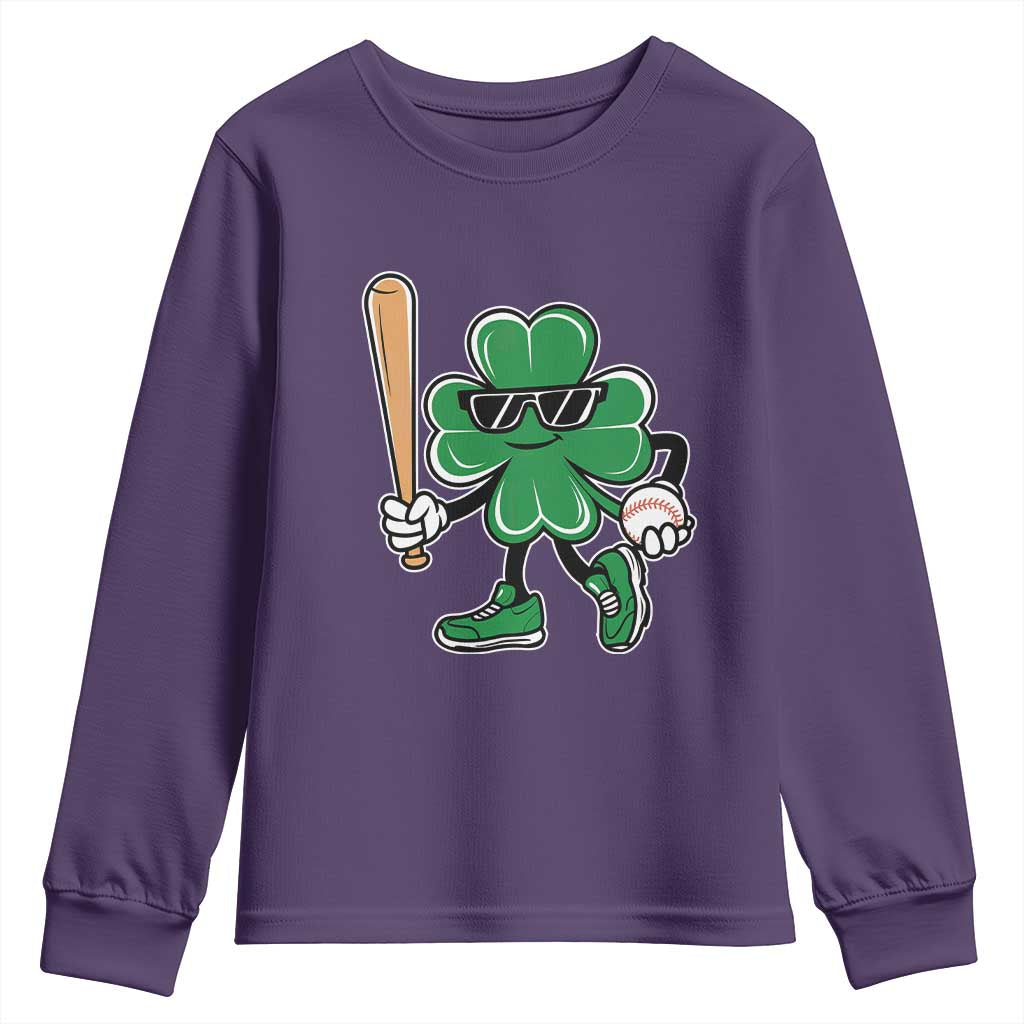 Lucky Baseball Shamrock Youth Sweatshirt St Patrick's Day T-Ball Sport Lover Gift