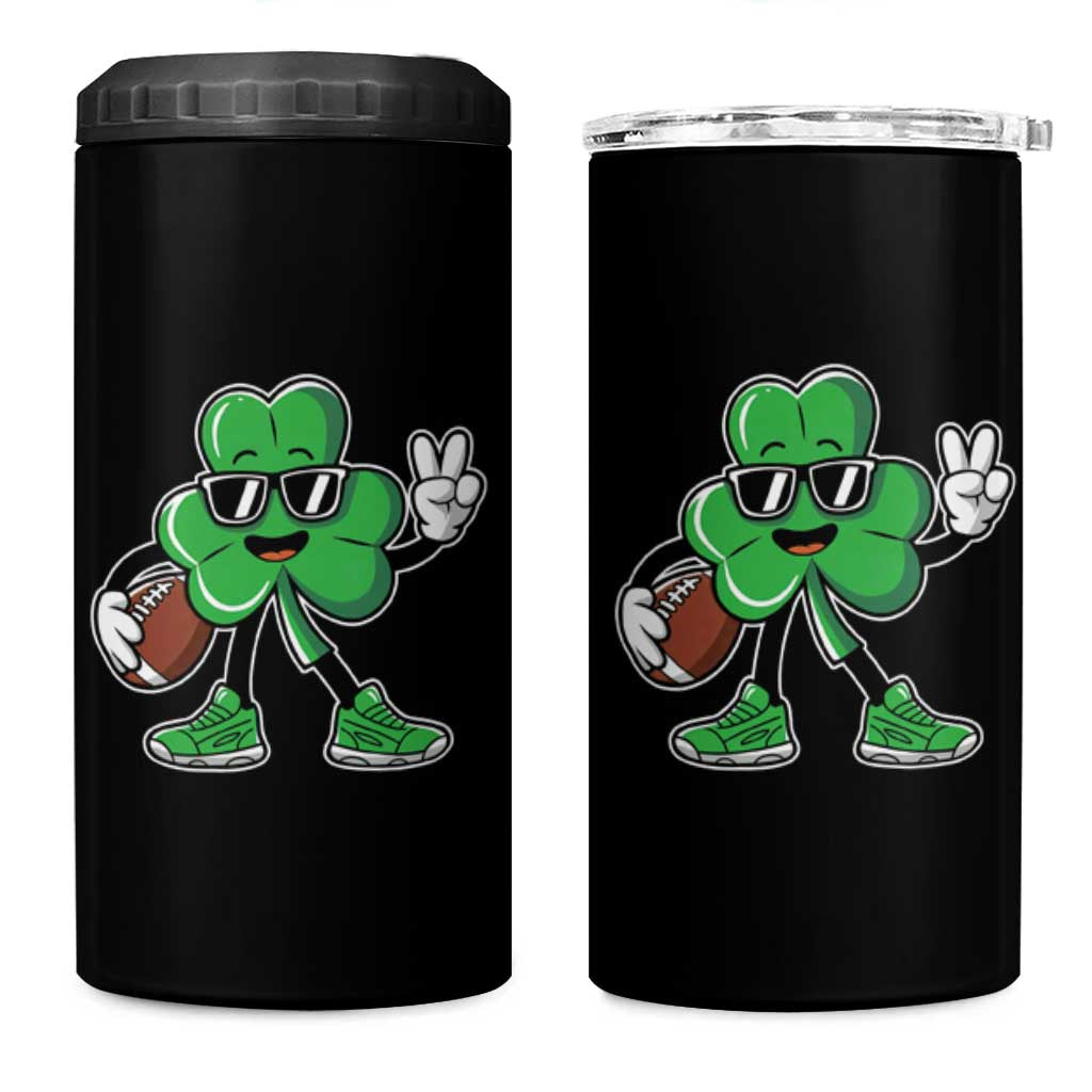 St Patrick's Day Lucky Shamrock Football 4 in 1 Can Cooler Tumbler Sport Lover Gift