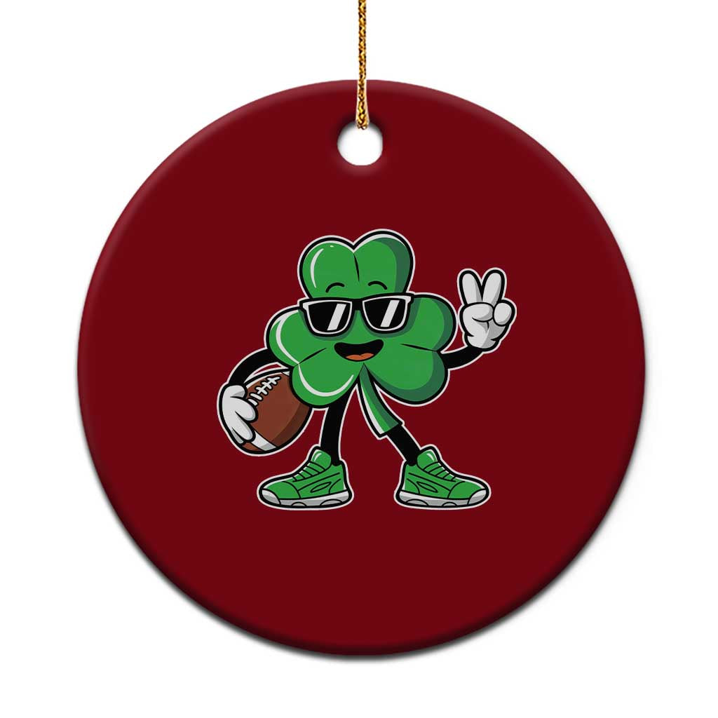 St Patrick's Day Lucky Shamrock Football Ceramic Ornament Sport Lover Gift - Wonder Print Shop