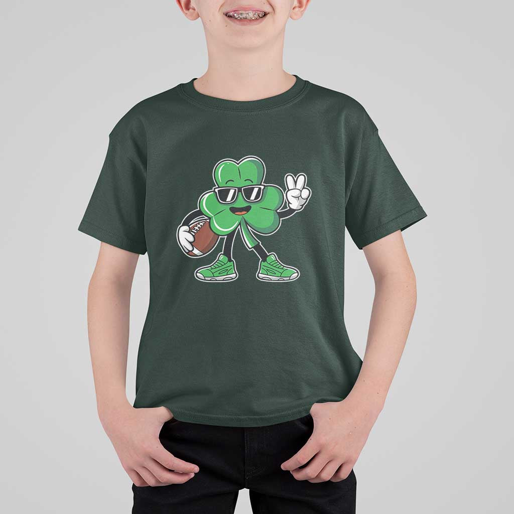 St Patrick's Day Lucky Shamrock Football T Shirt For Kid Sport Lover Gift