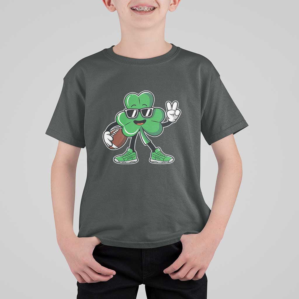 St Patrick's Day Lucky Shamrock Football T Shirt For Kid Sport Lover Gift