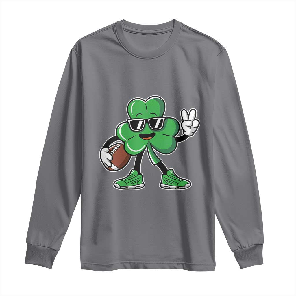 St Patrick's Day Lucky Shamrock Football Long Sleeve Shirt Sport Lover Gift
