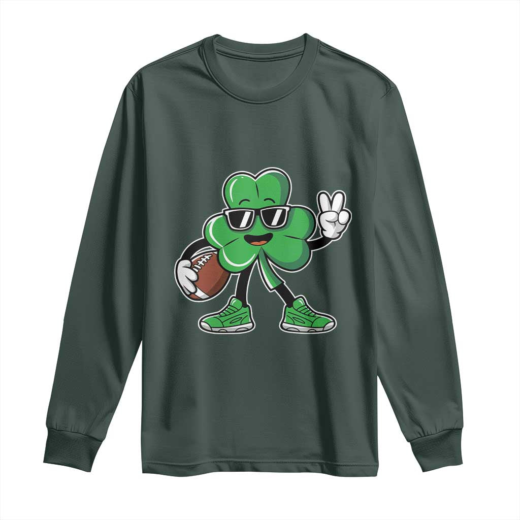 St Patrick's Day Lucky Shamrock Football Long Sleeve Shirt Sport Lover Gift