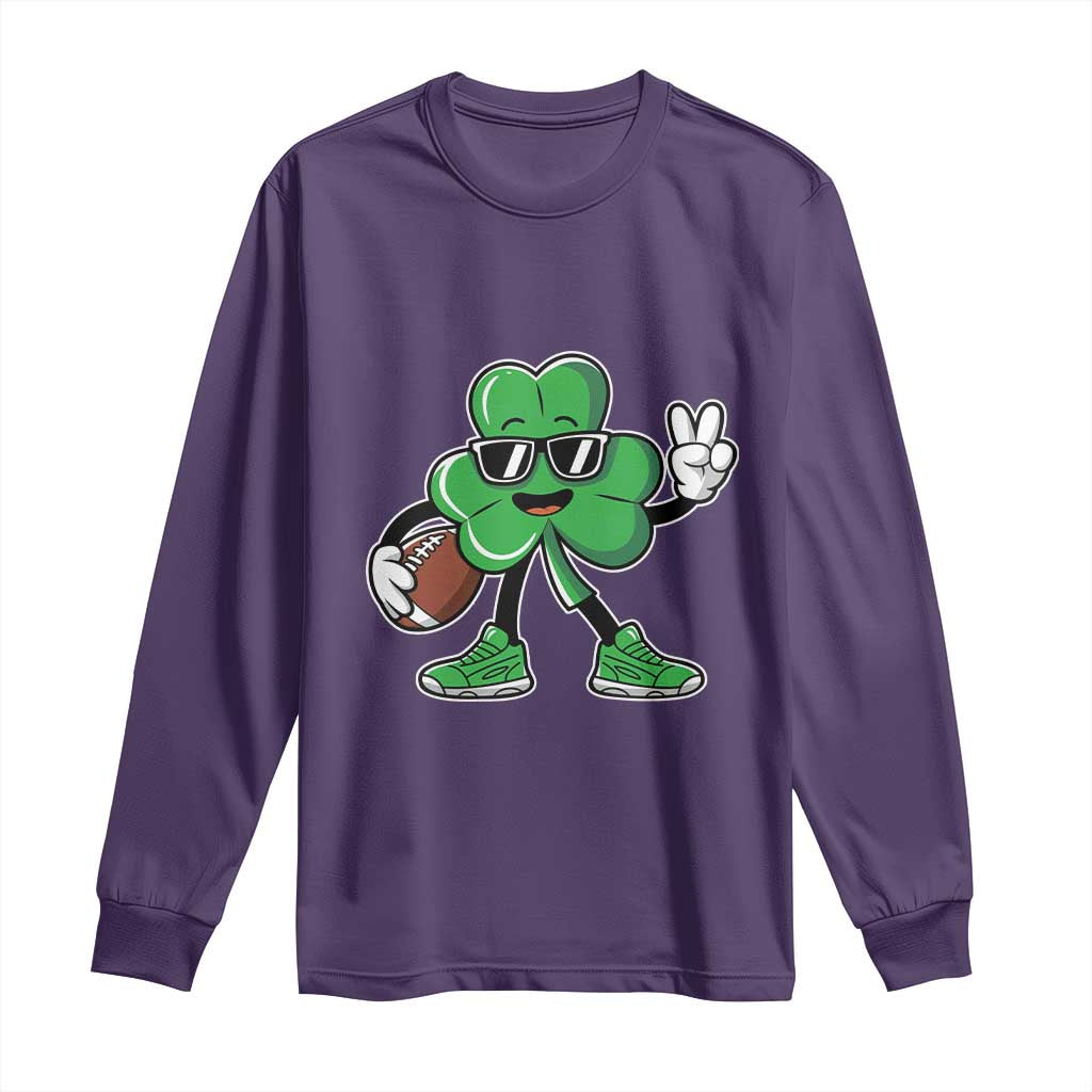 St Patrick's Day Lucky Shamrock Football Long Sleeve Shirt Sport Lover Gift