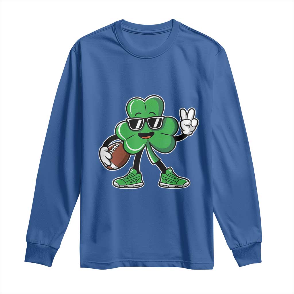 St Patrick's Day Lucky Shamrock Football Long Sleeve Shirt Sport Lover Gift