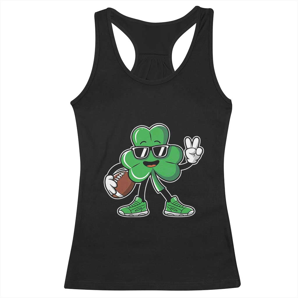 St Patrick's Day Lucky Shamrock Football Racerback Tank Top Sport Lover Gift