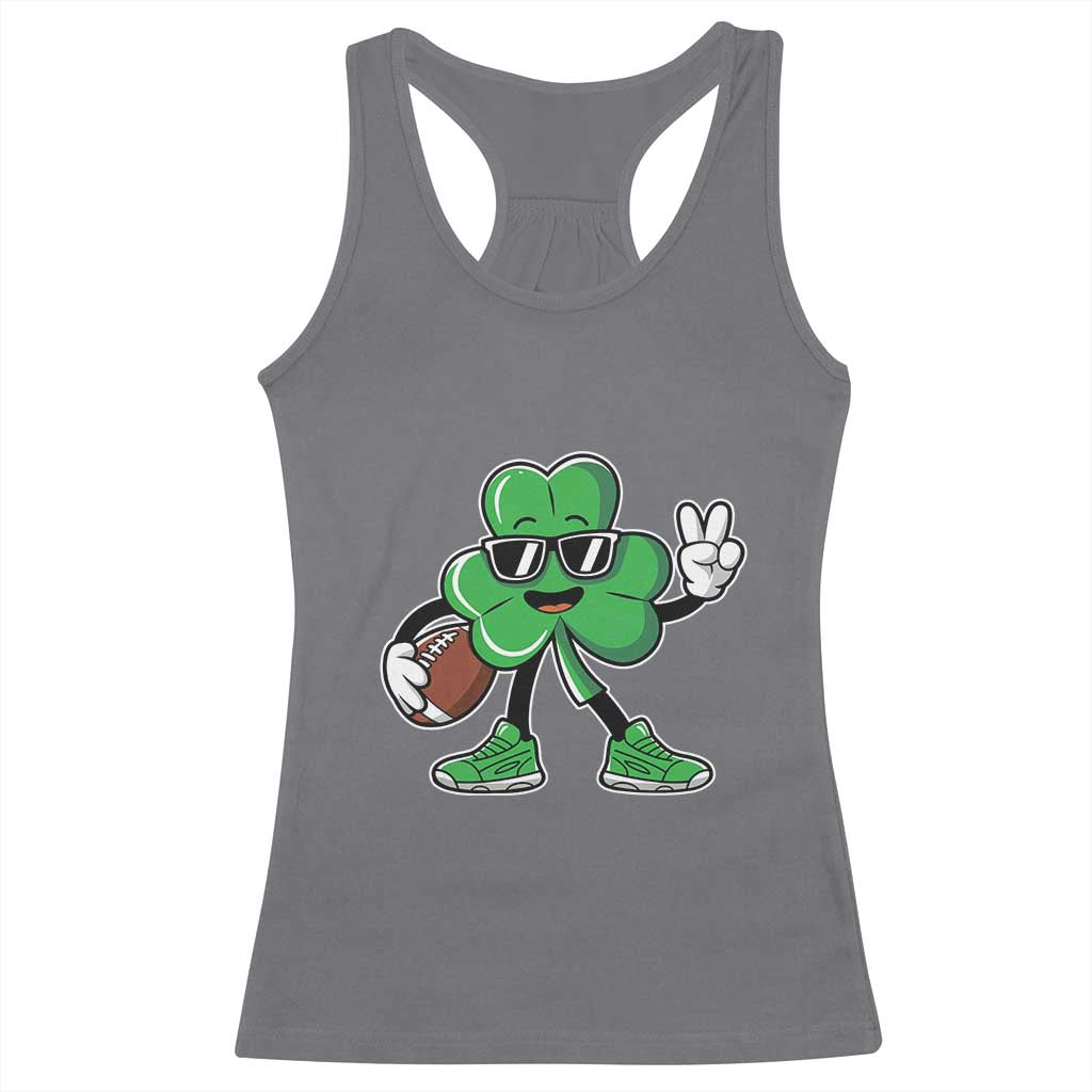 St Patrick's Day Lucky Shamrock Football Racerback Tank Top Sport Lover Gift