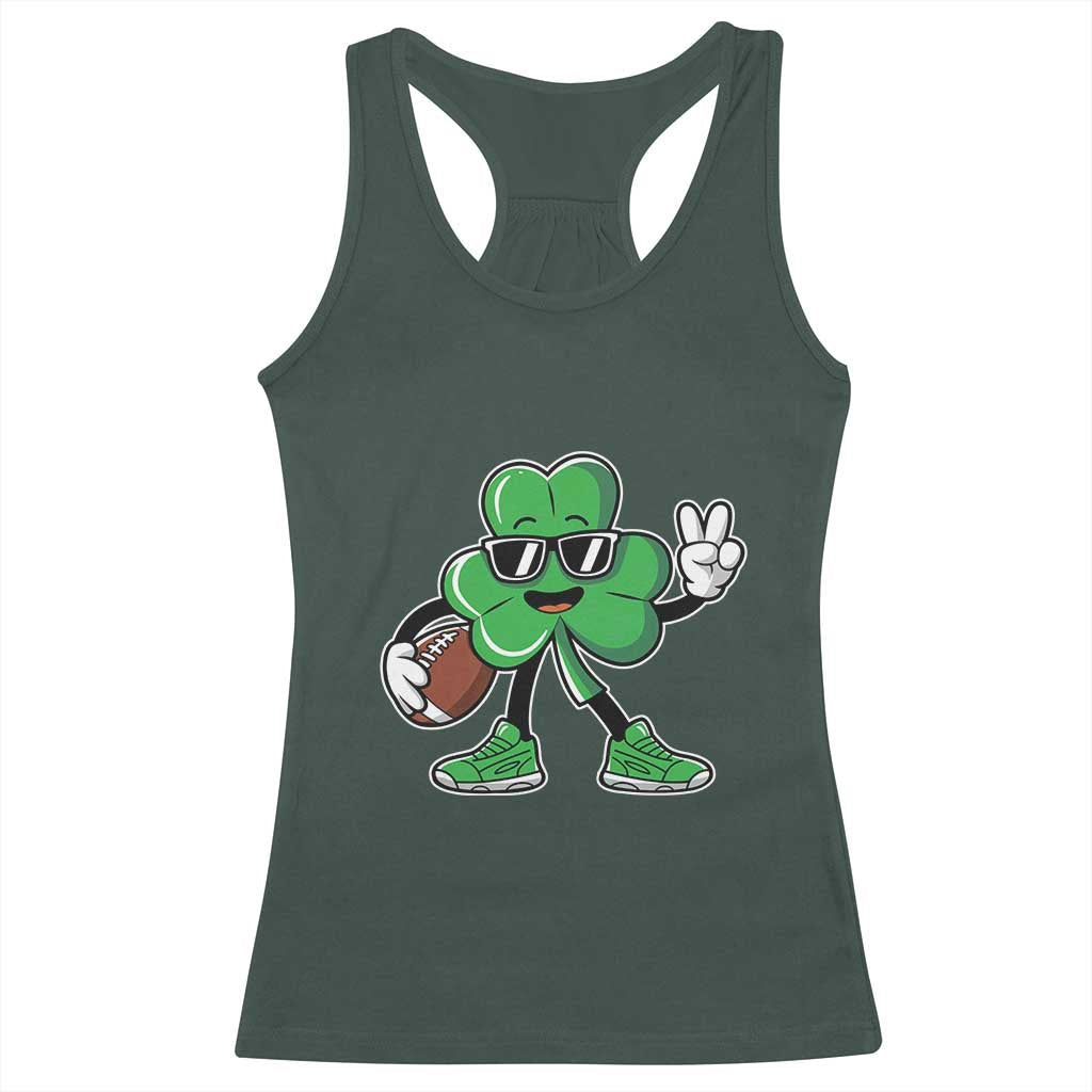 St Patrick's Day Lucky Shamrock Football Racerback Tank Top Sport Lover Gift