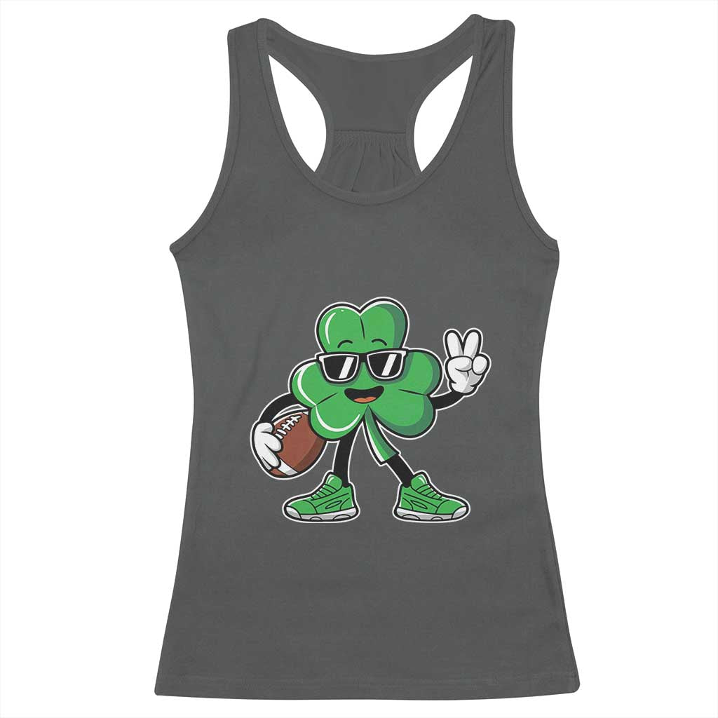 St Patrick's Day Lucky Shamrock Football Racerback Tank Top Sport Lover Gift