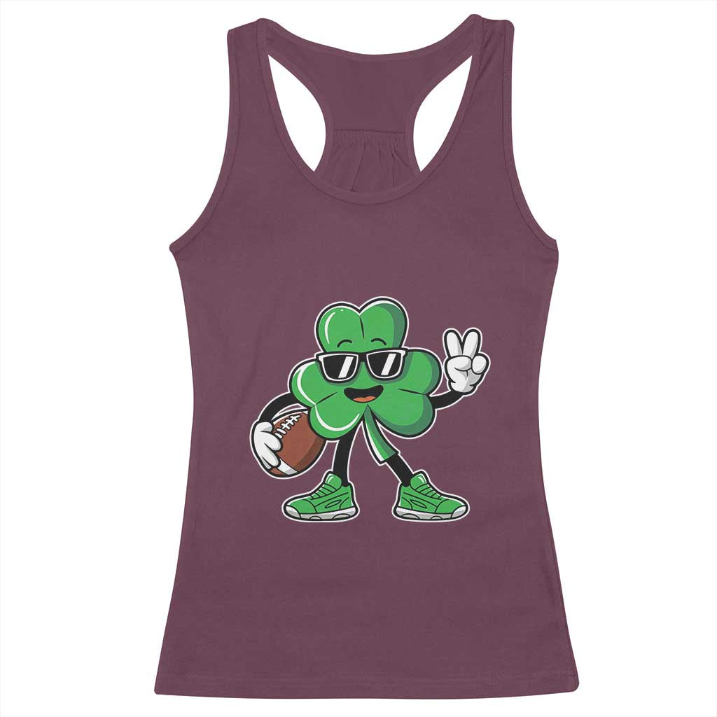 St Patrick's Day Lucky Shamrock Football Racerback Tank Top Sport Lover Gift