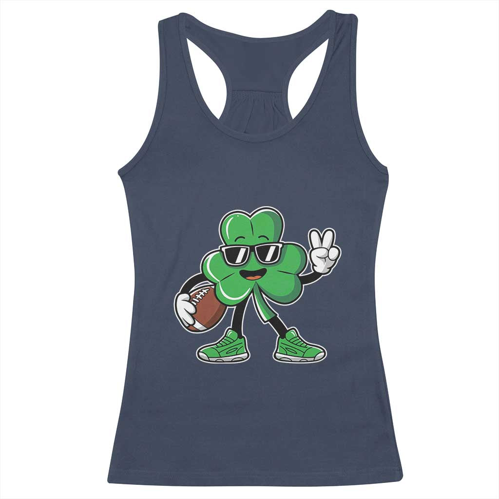 St Patrick's Day Lucky Shamrock Football Racerback Tank Top Sport Lover Gift