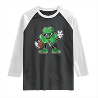 St Patrick's Day Lucky Shamrock Football Raglan Shirt Sport Lover Gift