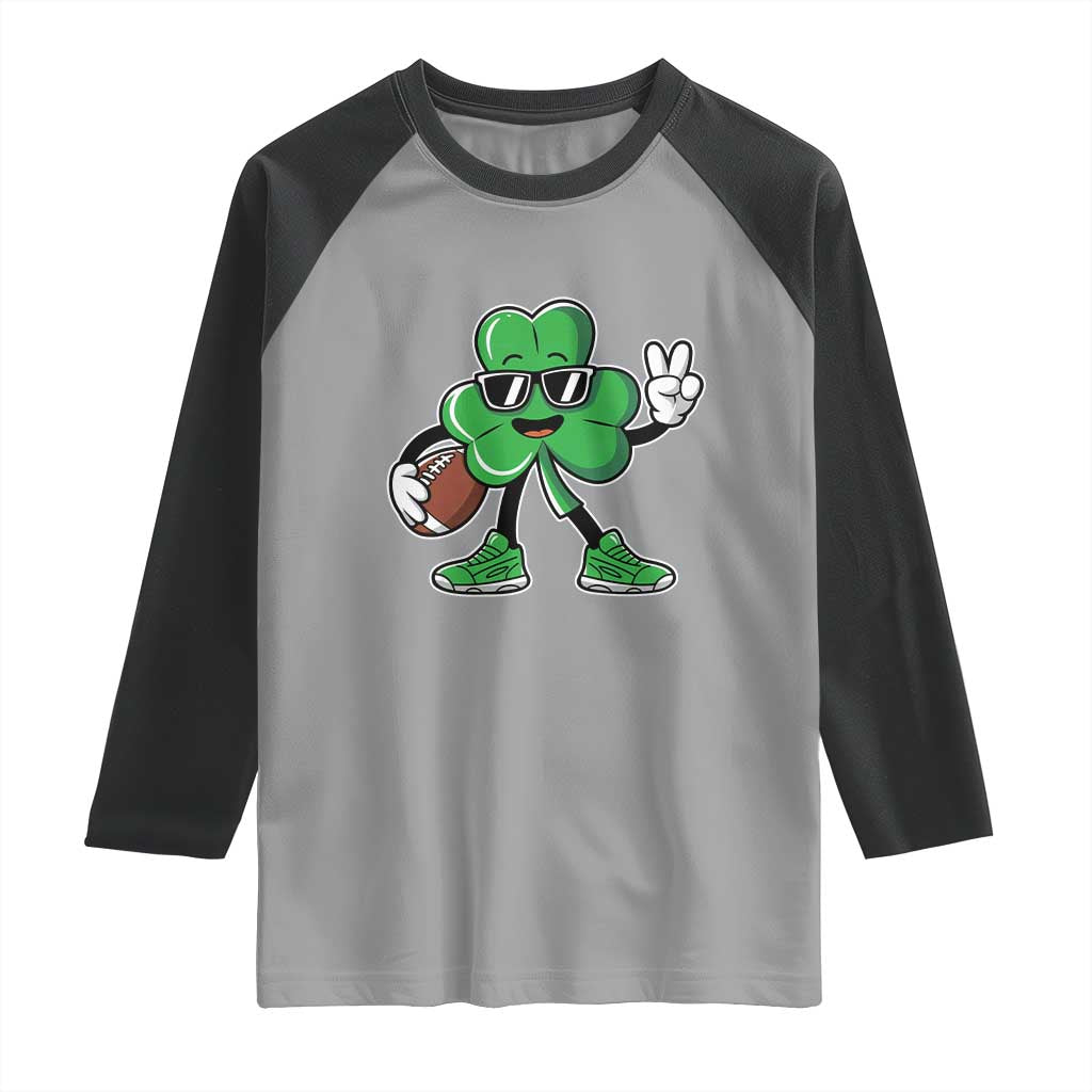 St Patrick's Day Lucky Shamrock Football Raglan Shirt Sport Lover Gift