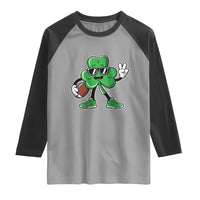 St Patrick's Day Lucky Shamrock Football Raglan Shirt Sport Lover Gift