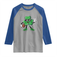 St Patrick's Day Lucky Shamrock Football Raglan Shirt Sport Lover Gift