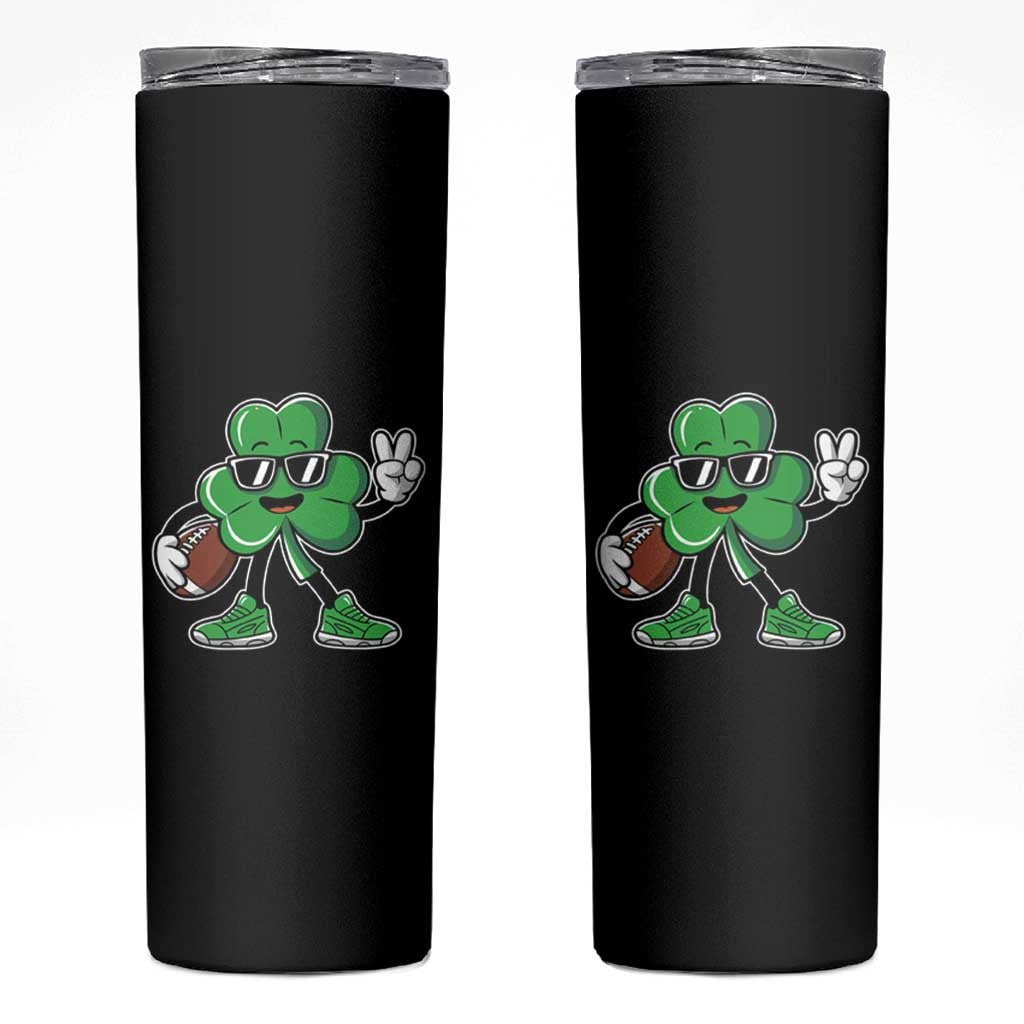 St Patrick's Day Lucky Shamrock Football Skinny Tumbler Sport Lover Gift