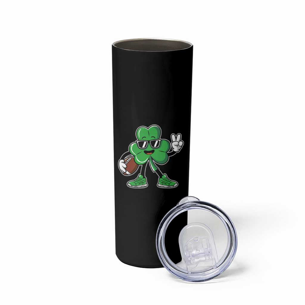 St Patrick's Day Lucky Shamrock Football Skinny Tumbler Sport Lover Gift