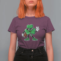 St Patrick's Day Lucky Shamrock Football T Shirt For Women Sport Lover Gift