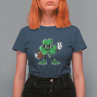 St Patrick's Day Lucky Shamrock Football T Shirt For Women Sport Lover Gift