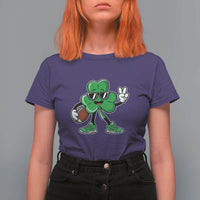 St Patrick's Day Lucky Shamrock Football T Shirt For Women Sport Lover Gift