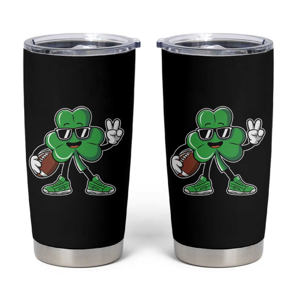 St Patrick's Day Lucky Shamrock Football Tumbler Cup Sport Lover Gift