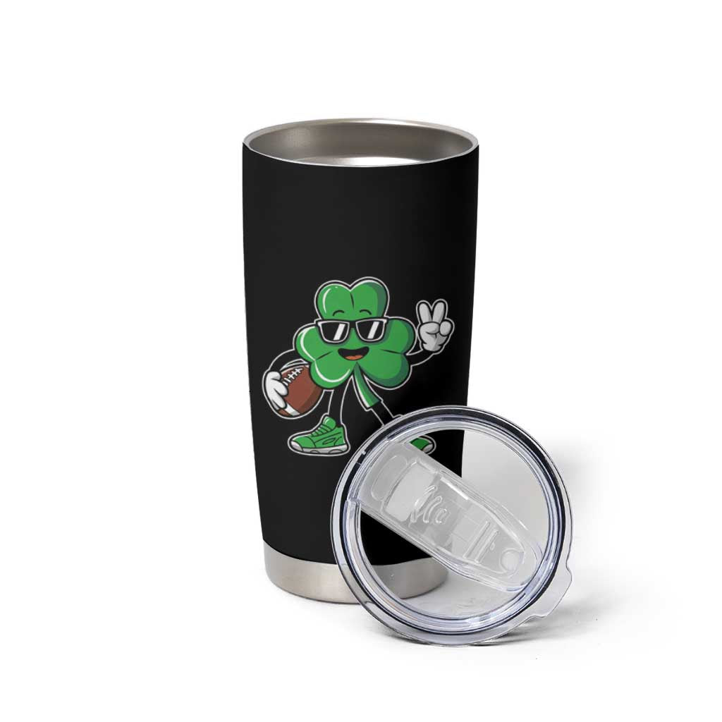 St Patrick's Day Lucky Shamrock Football Tumbler Cup Sport Lover Gift