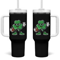 St Patrick's Day Lucky Shamrock Football Tumbler With Handle Sport Lover Gift