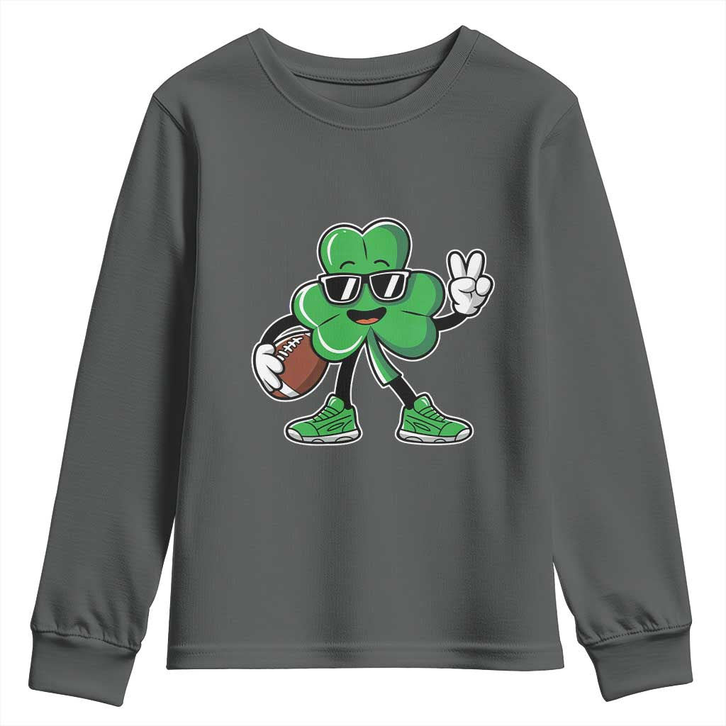 St Patrick's Day Lucky Shamrock Football Youth Sweatshirt Sport Lover Gift