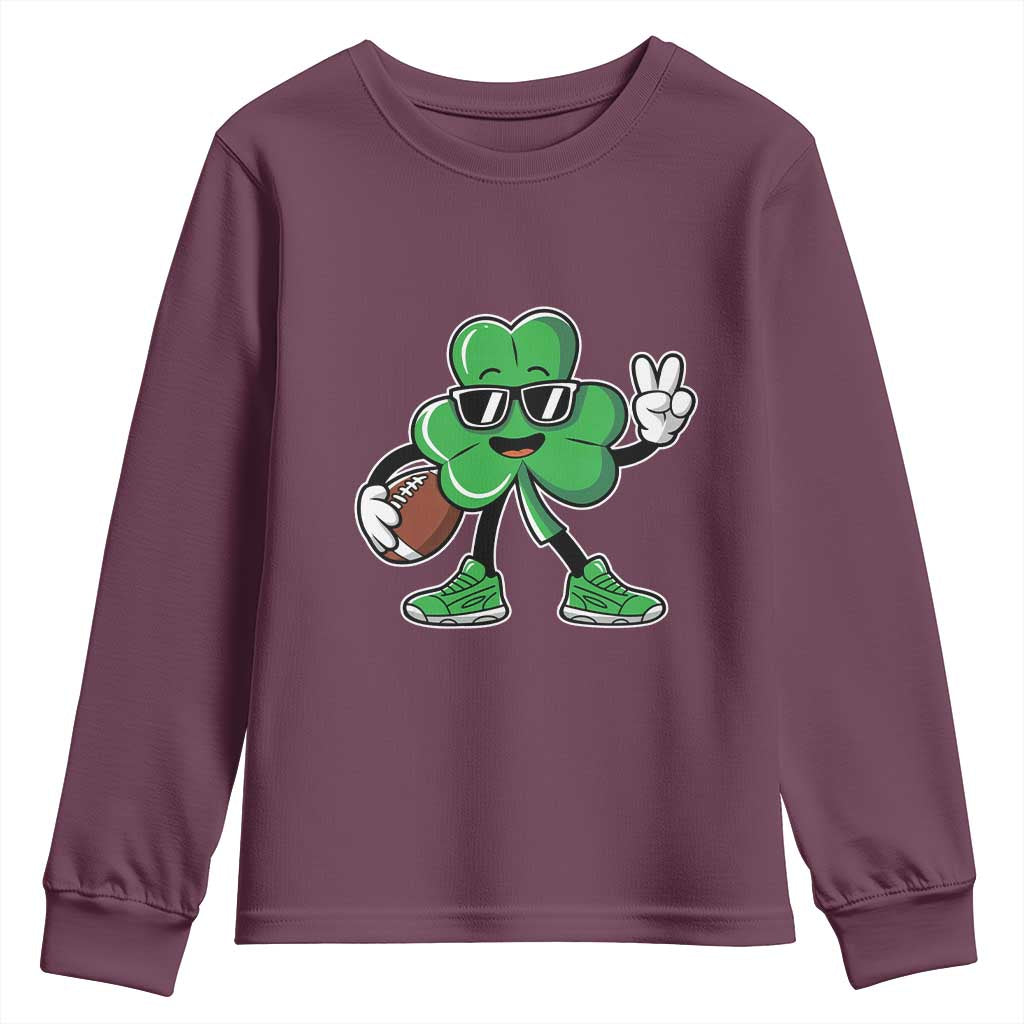 St Patrick's Day Lucky Shamrock Football Youth Sweatshirt Sport Lover Gift