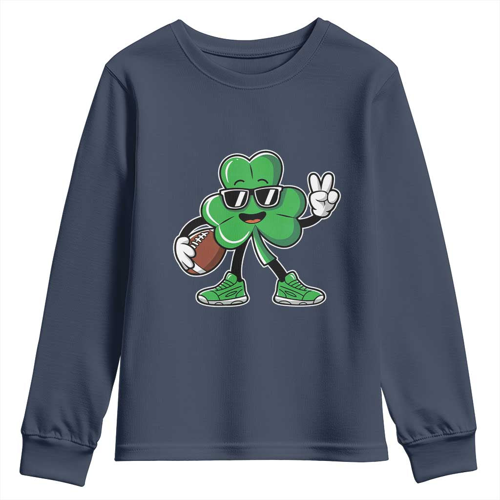St Patrick's Day Lucky Shamrock Football Youth Sweatshirt Sport Lover Gift