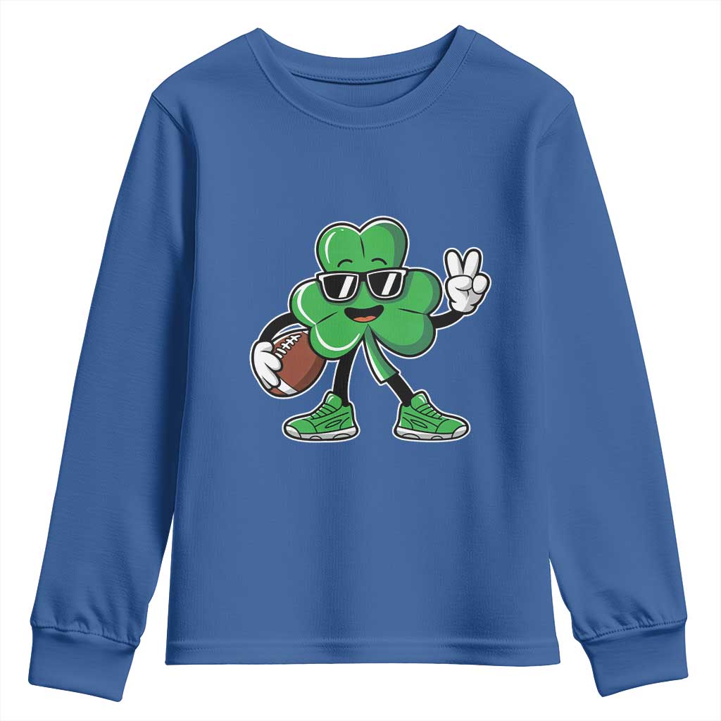 St Patrick's Day Lucky Shamrock Football Youth Sweatshirt Sport Lover Gift