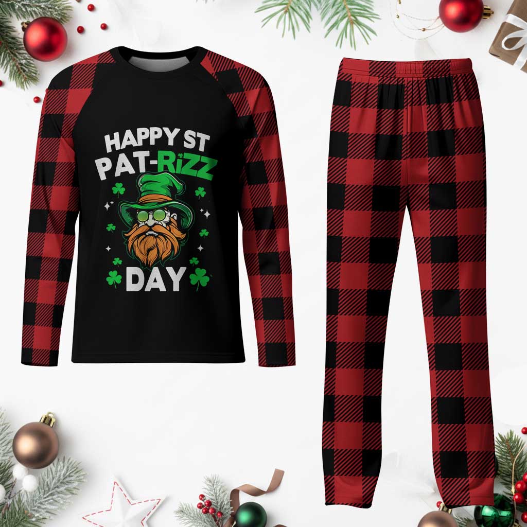 Happy St Pat Rizz Day Plaid Pajama Set Funny St. Patrick's Day Leprechaun - Wonder Print Shop