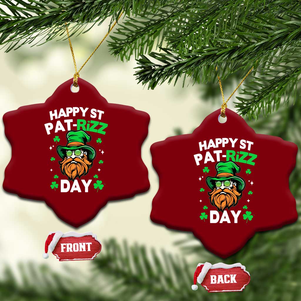 Happy St Pat Rizz Day Ceramic Ornament Funny St. Patrick's Day Leprechaun - Wonder Print Shop