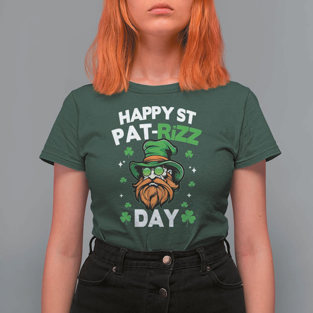 Happy St Pat Rizz Day T Shirt For Women Funny St. Patrick's Day Leprechaun