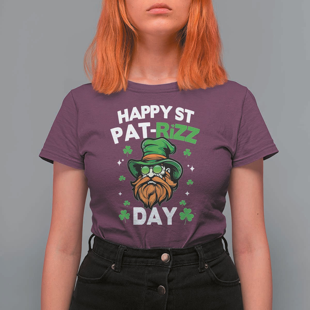 Happy St Pat Rizz Day T Shirt For Women Funny St. Patrick's Day Leprechaun