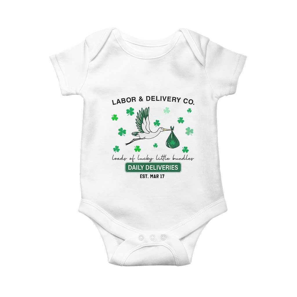 St Patrick's Day Lucky L&D Nurse Baby Onesie Labor And Delivery Shamrock