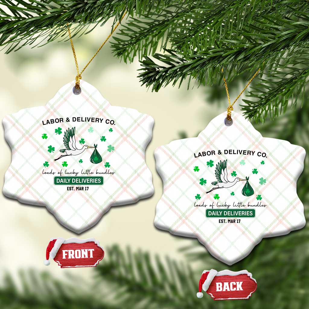 St Patrick's Day Lucky L&D Nurse Ceramic Ornament Labor And Delivery Shamrock - Wonder Print Shop