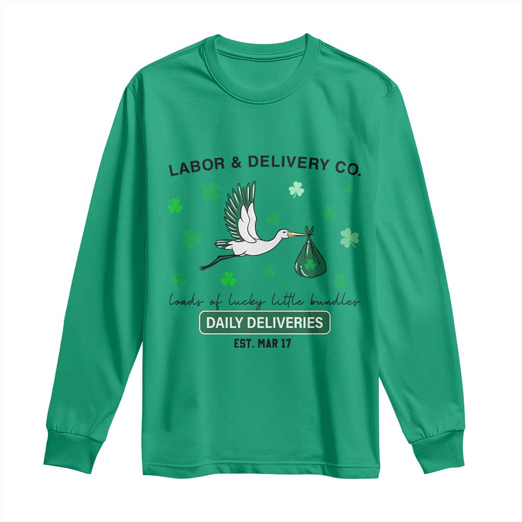 St Patrick's Day Lucky L&D Nurse Long Sleeve Shirt Labor And Delivery Shamrock