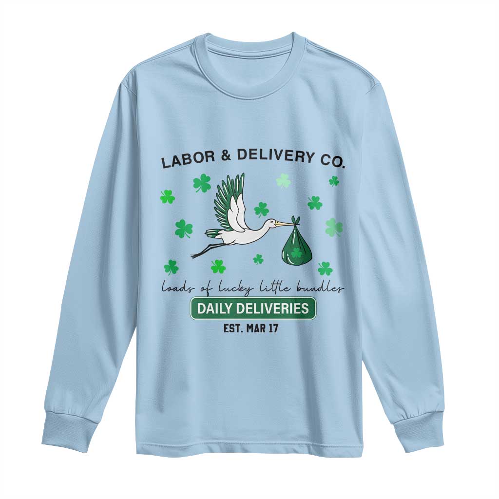 St Patrick's Day Lucky L&D Nurse Long Sleeve Shirt Labor And Delivery Shamrock