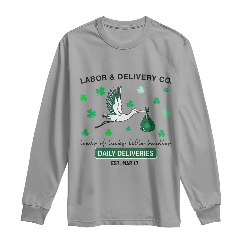St Patrick's Day Lucky L&D Nurse Long Sleeve Shirt Labor And Delivery Shamrock