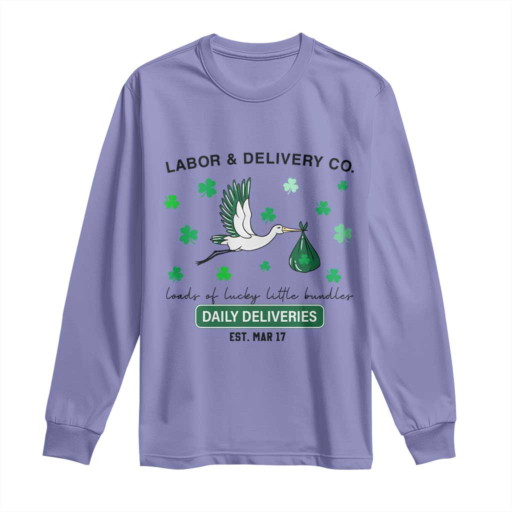 St Patrick's Day Lucky L&D Nurse Long Sleeve Shirt Labor And Delivery Shamrock