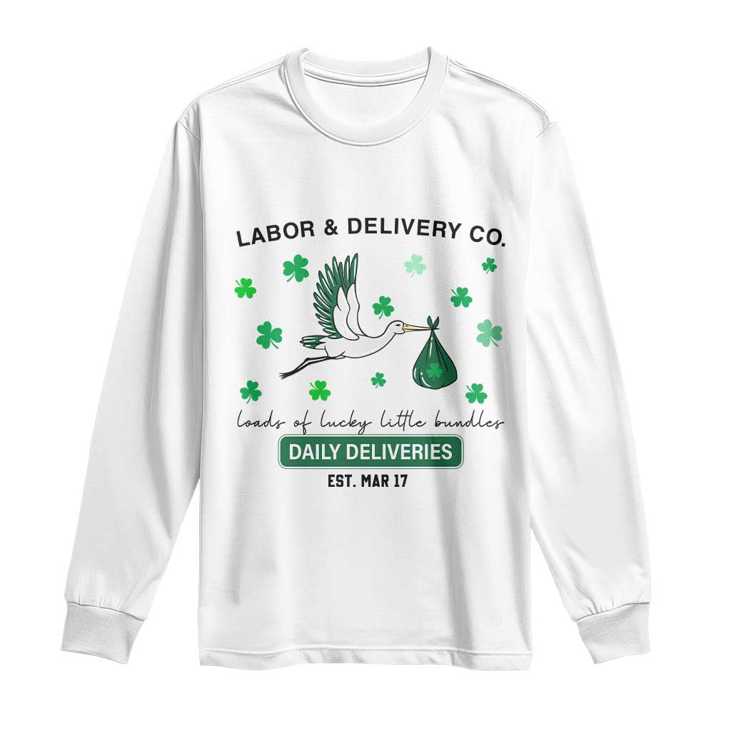 St Patrick's Day Lucky L&D Nurse Long Sleeve Shirt Labor And Delivery Shamrock