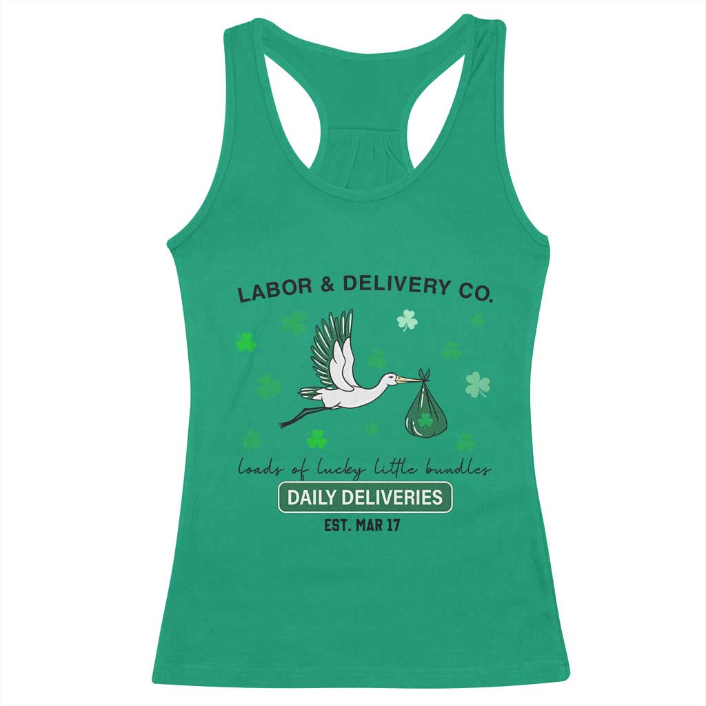 St Patrick's Day Lucky L&D Nurse Racerback Tank Top Labor And Delivery Shamrock